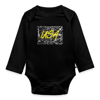 États-Unis États-Unis Blanc - Body Bébé bio manches longues - noir - Devant