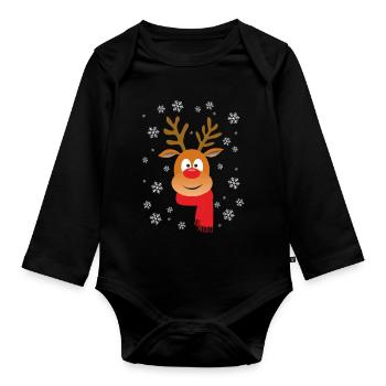 RENNE DE NOËL - Body Bébé bio manches longues - noir - Devant