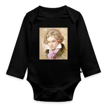Ludwig van Beethoven in watercolor style - Organic Longsleeve Baby Bodysuit - black - Front