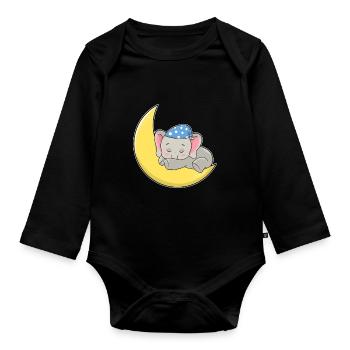 Lune éléphant - Body Bébé bio manches longues - noir - Devant