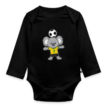 Koala Soccer Player Soccer - Organic Longsleeve Baby Bodysuit - black - Front