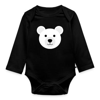 tête d’ours polaire mignon souriant tête d’ours polaire tête d’ours polaire - Body Bébé bio manches longues - noir - Devant