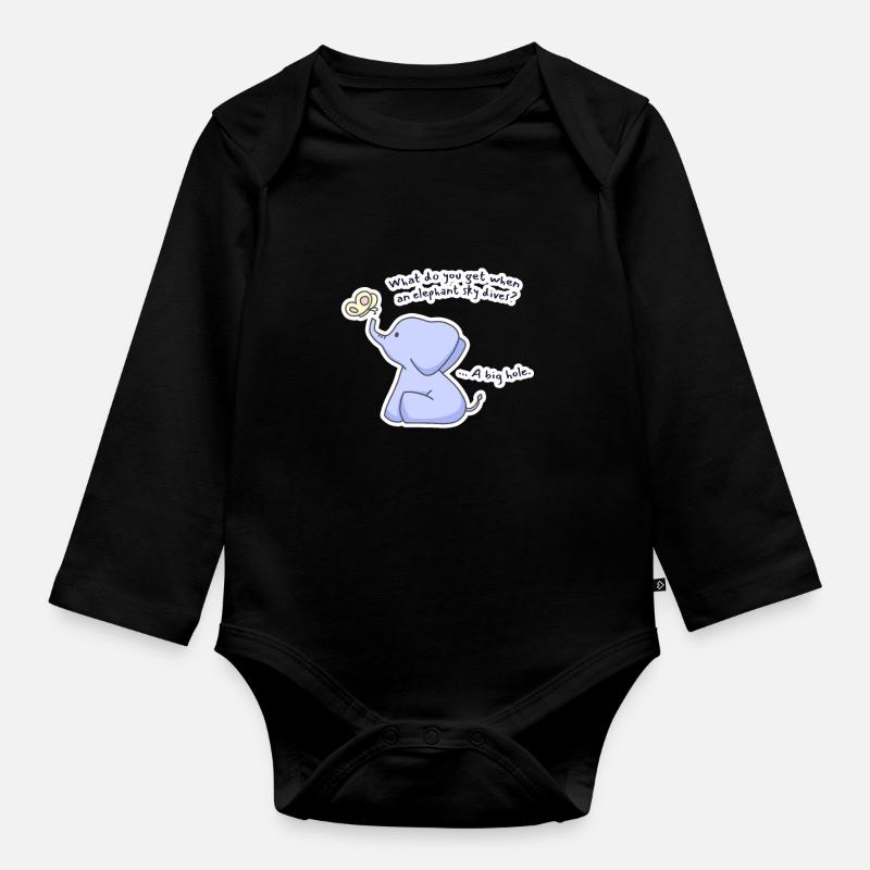 Éléphant - Body Bébé bio manches longues - noir