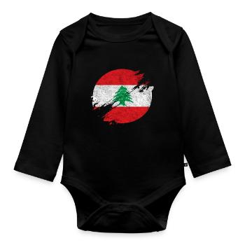 Liban Vintage Cercle / Idée cadeau - Body Bébé bio manches longues - noir - Devant