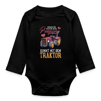 Traktor Trecker - Baby Bio-Langarm-Body - Schwarz - Vorne
