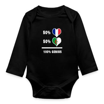 France and Algeria 100% awesome / gift - Organic Longsleeve Baby Bodysuit - black - Front