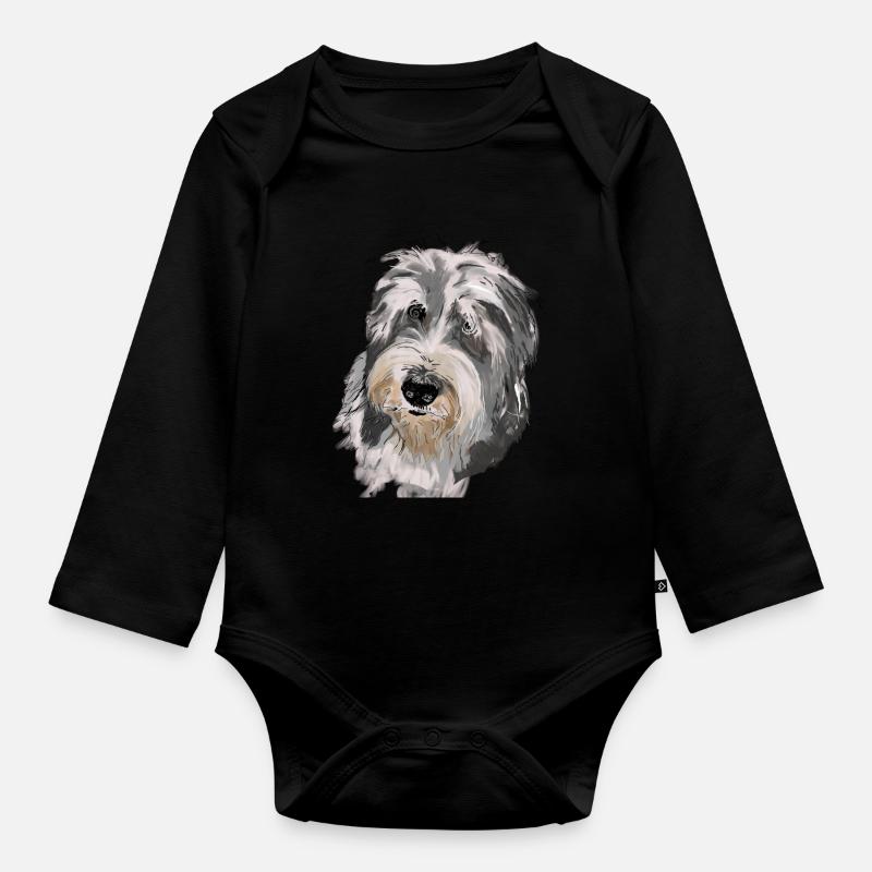 Bearded Collie - Baby Bio-Langarm-Body - Schwarz