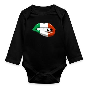 Italie drapeau lèvres bouche italie rome pays - Body Bébé bio manches longues - noir - Devant