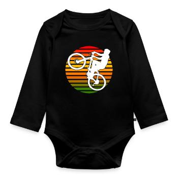Cadeau de vélo de roue Wheelie - Body Bébé bio manches longues - noir - Devant