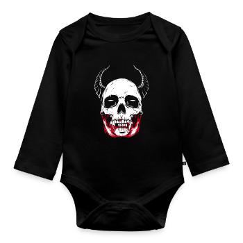 Crâne d'horreur squelette de vampire - Body Bébé bio manches longues - noir - Devant