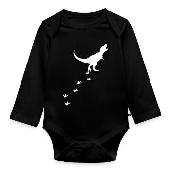 Piste de dinosaure pistes Dino Tyrannosaurus T-Rex - Body Bébé bio manches longues - noir - Devant