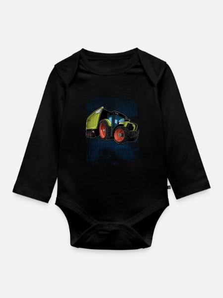 Traktor - Baby Bio-Langarm-Body - Schwarz