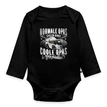 Camping Campen Opa - Baby Bio-Langarm-Body - Schwarz - Vorne