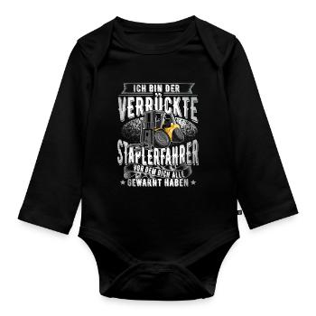 Staplerfahrer - Baby Bio-Langarm-Body - Schwarz - Vorne