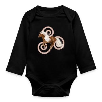 Haflinger Artos - Baby Bio-Langarm-Body - Schwarz - Vorne