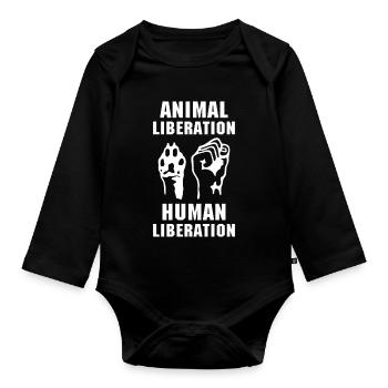 Libération animale - Body Bébé bio manches longues - noir - Devant