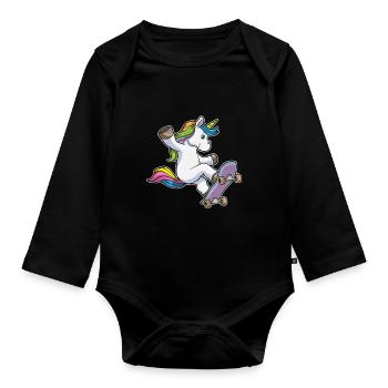 Unicorn Skater Skateboard - Body Bébé bio manches longues - noir - Devant