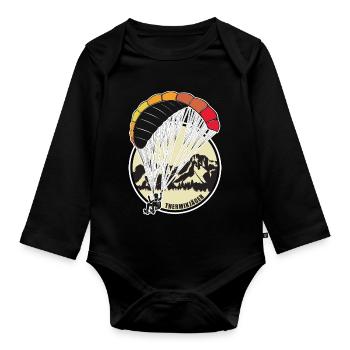 Paragliding gift - Organic Longsleeve Baby Bodysuit - black - Front