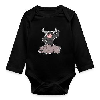 Échange haussier et baissier - Body Bébé bio manches longues - noir - Devant