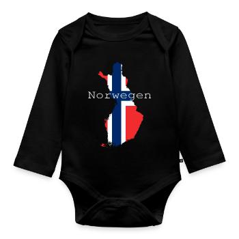 norway flag - Organic Longsleeve Baby Bodysuit - black - Front