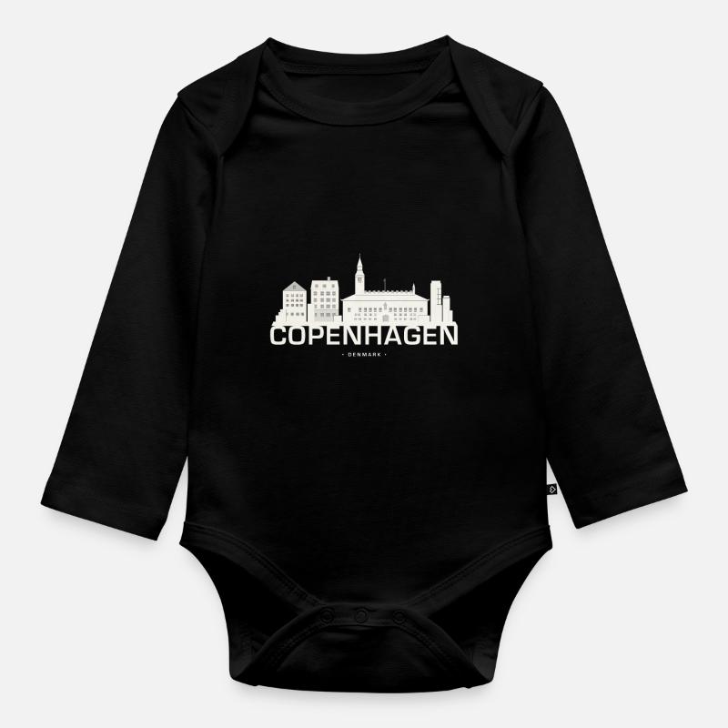 Skyline de Copenhague Copenhague - Body Bébé bio manches longues - noir