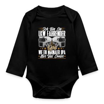 Lkw Fahrer Opa - Baby Bio-Langarm-Body - Schwarz - Vorne