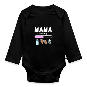 expectant mother - mom is loading - Organic Longsleeve Baby Bodysuit - black - Front