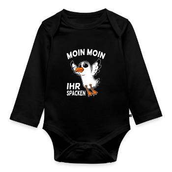 Moin moin - Baby Bio-Langarm-Body - Schwarz - Vorne