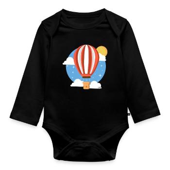 Ballon céleste coloré - Body Bébé bio manches longues - noir - Devant