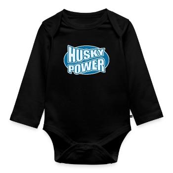 Conception de fautes de frappe de Husky Power - Body Bébé bio manches longues - noir - Devant