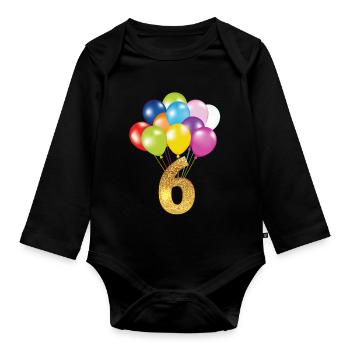 6 enfants fêtent leur heureux anniversaire - Body Bébé bio manches longues - noir - Devant