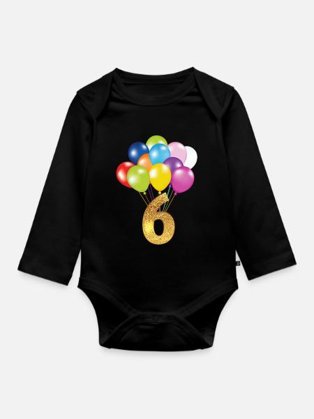 6 enfants fêtent leur heureux anniversaire - Body Bébé bio manches longues - noir