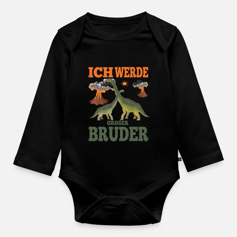 Großer Bruder Ich werde - Baby Bio-Langarm-Body - Schwarz