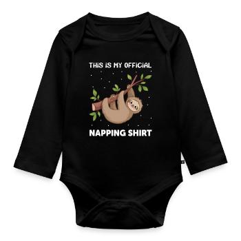 Faultier Schlafanzug - Baby Bio-Langarm-Body - Schwarz - Vorne