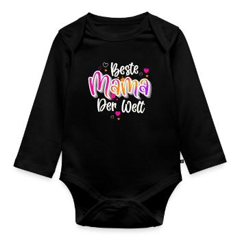 Beste Mama Der Welt - Baby Bio-Langarm-Body - Schwarz - Vorne