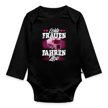 Lkw Fahrerin - Baby Bio-Langarm-Body - Schwarz - Vorne