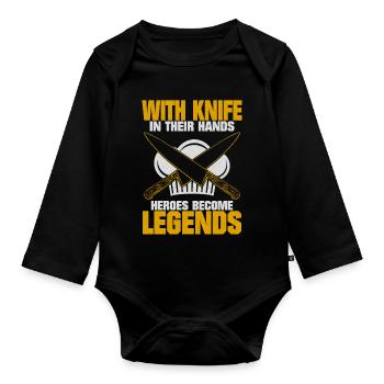 The Cook With Knife Saying Gift - Organic Longsleeve Baby Bodysuit - black - Front
