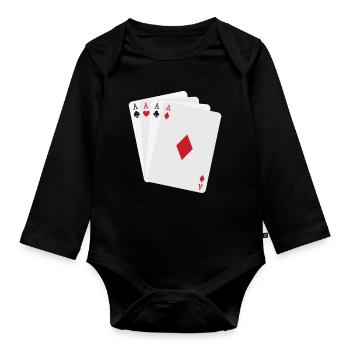 Quatre As Minimalistes - Baby Bio-Langarm-Body - Schwarz - Vorne