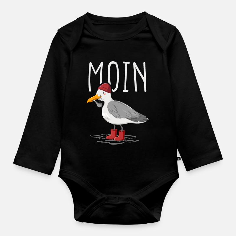 Moin Möwe Seemann - Baby Bio-Langarm-Body - Schwarz