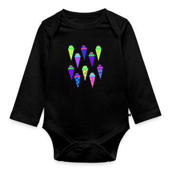 Schultüte Zuckertüte Kita Vorschule Schulbeginn - Baby Bio-Langarm-Body - Schwarz - Vorne