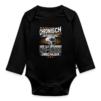 Lkw Fahrer - Baby Bio-Langarm-Body - Schwarz - Vorne