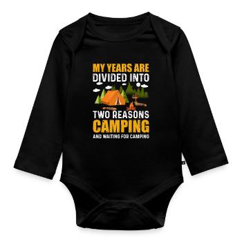 Camping - Organic Longsleeve Baby Bodysuit - black - Front