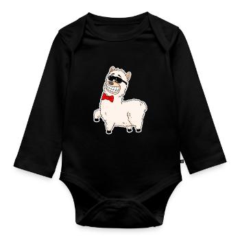 Alpagas - Body Bébé bio manches longues - noir - Devant