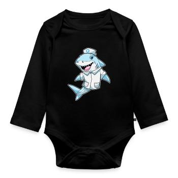 Hai Krankenschwester  - Baby Bio-Langarm-Body - Schwarz - Vorne