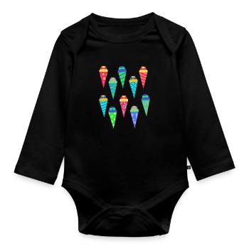 Schultüte Zuckertüte Schulbeginn Schulstart - Baby Bio-Langarm-Body - Schwarz - Vorne