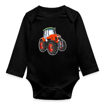 Tractor - Organic Longsleeve Baby Bodysuit - black - Front