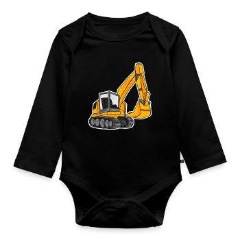 Spoon excavator excavator excavator - Organic Longsleeve Baby Bodysuit - black - Front
