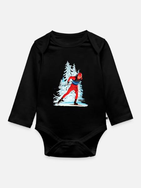 Biathlon - Baby Bio-Langarm-Body - Schwarz