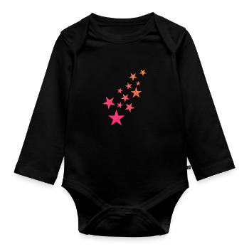 Star asterisk pattern decoration - Organic Longsleeve Baby Bodysuit - black - Front