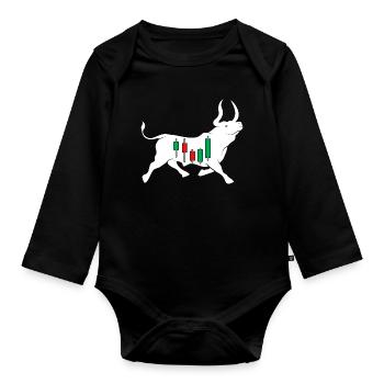 Stock bull - Organic Longsleeve Baby Bodysuit - black - Front